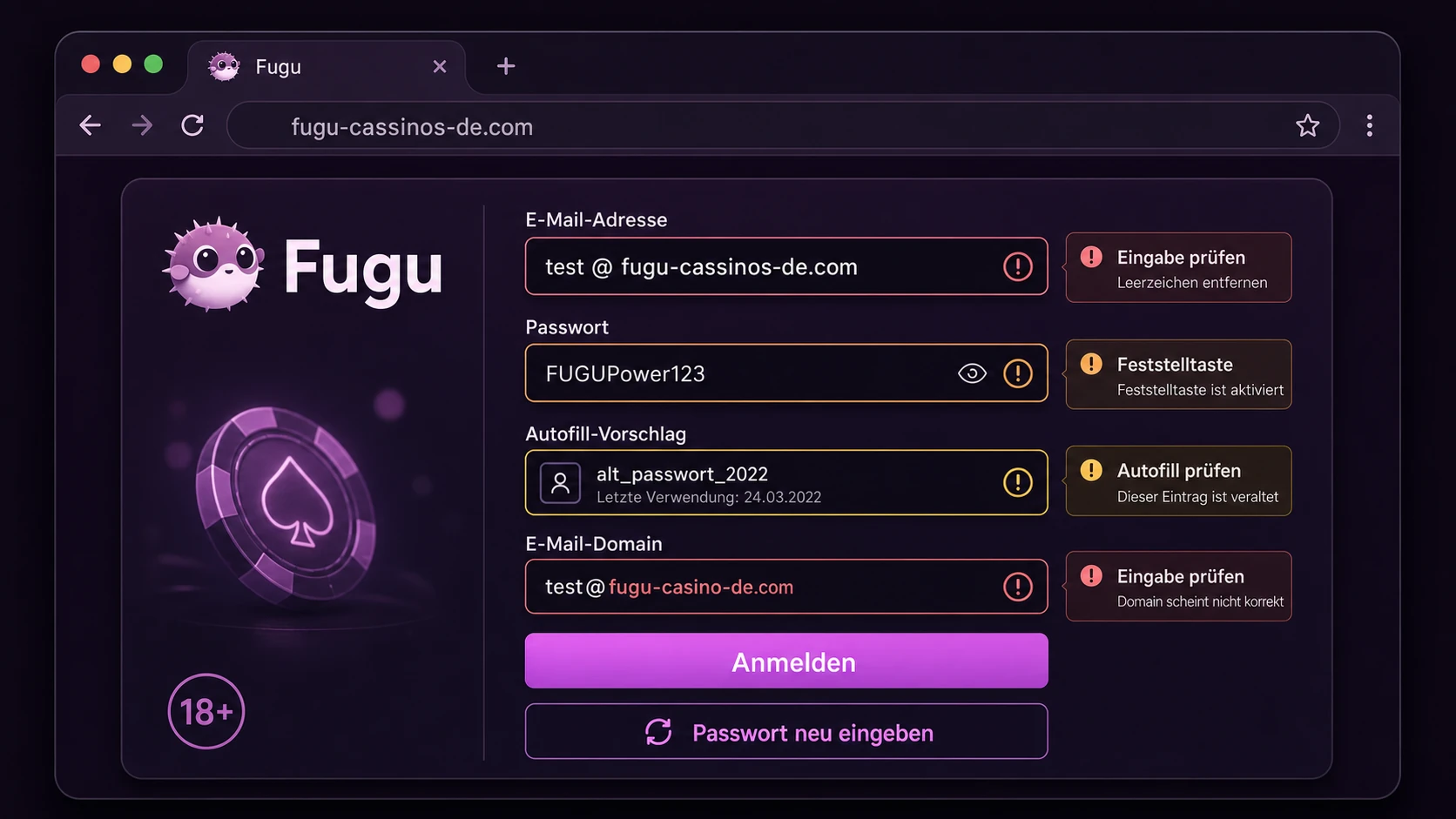 Typische Eingabefehler vermeiden
